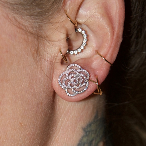 Jenna Jameson Jewelry - Stunning and Dainty 14kt Gold Dipped Swarovski Ear